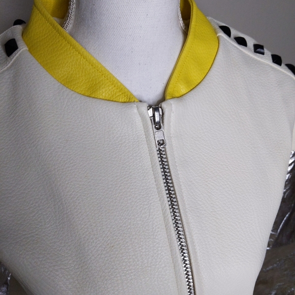 English Rose Faux Leather Statement Jacket Women’s Medium | Metallic Silver - Picture 6 of 6